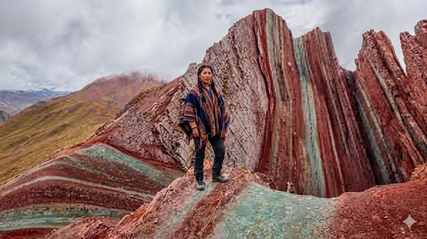 Panoramic view of Pallay Punchu mountain in Cusco